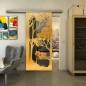 Glasschiebetür SLIM-LINE - Fineprint Modell 110 Gold auf Grauglas Glasschiebetür SLIM-LINE - Fineprint Modell 110 Gold auf Grauglas