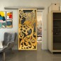Glasschiebetür SLIM-LINE - Fineprint Modell 112 Gold auf Grauglas Glasschiebetür SLIM-LINE - Fineprint Modell 112 Gold auf Grauglas