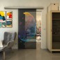 Glasschiebetür SLIM-LINE - Fineprint Modell 113 Verlauf auf Grauglas Glasschiebetür SLIM-LINE - Fineprint Modell 113 Verlauf auf Grauglas