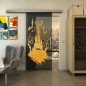 Glasschiebetür SLIM-LINE - Fineprint Modell 114 Gold auf Grauglas Glasschiebetür SLIM-LINE - Fineprint Modell 114 Gold auf Grauglas