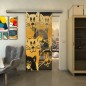 Glasschiebetür SLIM-LINE - Fineprint Modell 115 Gold auf Grauglas Glasschiebetür SLIM-LINE - Fineprint Modell 115 Gold auf Grauglas