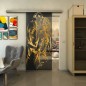 Glasschiebetür SLIM-LINE - Fineprint Modell 116 Gold auf Grauglas Glasschiebetür SLIM-LINE - Fineprint Modell 116 Gold auf Grauglas