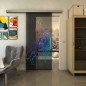 Glasschiebetür SLIM-LINE - Fineprint Modell 117 Verlauf auf Grauglas Glasschiebetür SLIM-LINE - Fineprint Modell 117 Verlauf auf Grauglas