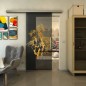 Glasschiebetür SLIM-LINE - Fineprint Modell 118 Gold auf Grauglas Glasschiebetür SLIM-LINE - Fineprint Modell 118 Gold auf Grauglas