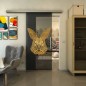 Glasschiebetür SLIM-LINE - Fineprint Modell 121 Gold auf Grauglas