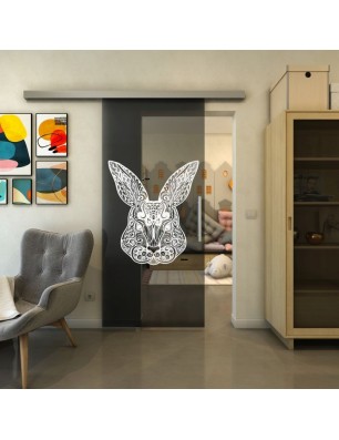 Glasschiebetür SLIM-LINE - Fineprint Model 121 Weiss auf Grauglas