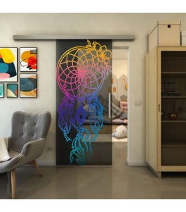 Glasschiebetür SLIM-LINE - Fineprint Model 125 Verlauf auf Grauglas