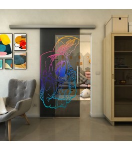Glasschiebetür SLIM-LINE - Fineprint Model 126 Verlauf auf Grauglas