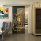 Glasschiebetür SLIM-LINE - Fineprint Modell 126 Gold auf Grauglas Glasschiebetür SLIM-LINE - Fineprint Modell 126 Gold auf Grauglas