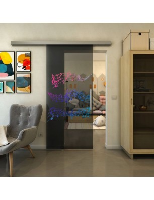 Glasschiebetür SLIM-LINE - Fineprint Model 128 Verlauf auf Grauglas