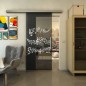 Glasschiebetür SLIM-LINE - Fineprint Modell 128 Weiss auf Grauglas Glasschiebetür SLIM-LINE - Fineprint Modell 128 Weiss auf Grauglas