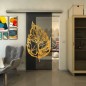 Glasschiebetür SLIM-LINE - Fineprint Modell 130 Gold auf Grauglas Glasschiebetür SLIM-LINE - Fineprint Modell 130 Gold auf Grauglas