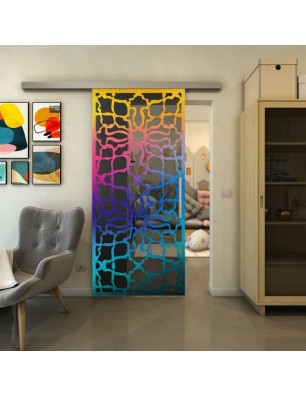Glasschiebetür SLIM-LINE - Fineprint Model 150 Verlauf auf Grauglas