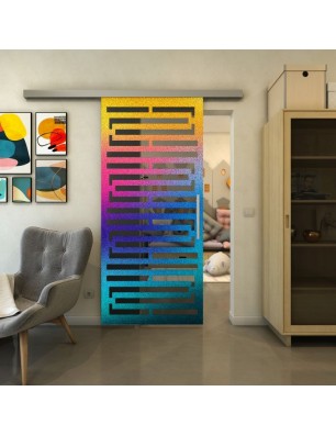 Glasschiebetür SLIM-LINE - Fineprint Model 153 Verlauf auf Grauglas