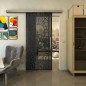 Glasschiebetür SLIM-LINE - Fineprint Modell 154 Schwarz auf Grauglas Glasschiebetür SLIM-LINE - Fineprint Modell 154 Schwarz auf Grauglas