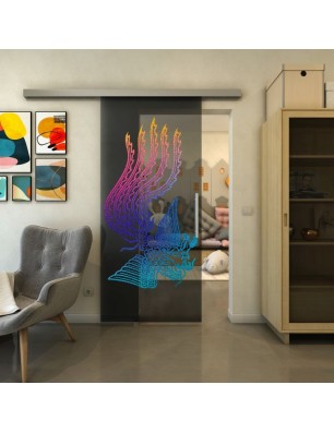 Glasschiebetür SLIM-LINE - Fineprint Model 157 Verlauf auf Grauglas