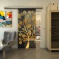 Glasschiebetür SLIM-LINE - Fineprint Modell 159 Gold auf Grauglas Glasschiebetür SLIM-LINE - Fineprint Modell 159 Gold auf Grauglas