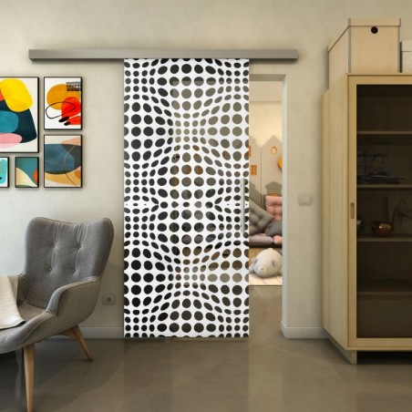 Glasschiebetür SLIM-LINE - Fineprint Model 162 Weiss auf Grauglas