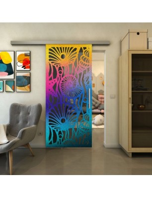 Glasschiebetür SLIM-LINE - Fineprint Model 165 Verlauf auf Grauglas