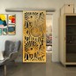 Glasschiebetür SLIM-LINE - Fineprint Modell 165 Gold auf Grauglas Glasschiebetür SLIM-LINE - Fineprint Modell 165 Gold auf Grauglas