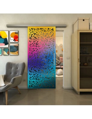 Glasschiebetür SLIM-LINE - Fineprint Model 168 Verlauf auf Grauglas