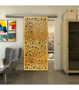 Glasschiebetür SLIM-LINE - Fineprint Model 168 Gold auf Grauglas