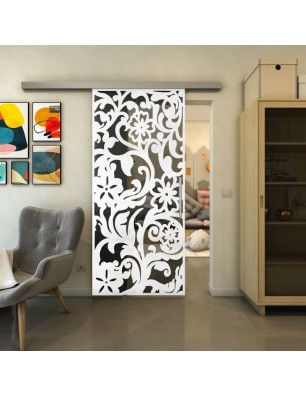 Glasschiebetür SLIM-LINE - Fineprint Model 170 Weiss auf Grauglas