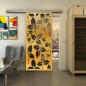 Glasschiebetür SLIM-LINE - Fineprint Modell 175 Gold auf Grauglas Glasschiebetür SLIM-LINE - Fineprint Modell 175 Gold auf Grauglas