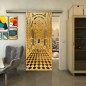 Glasschiebetür SLIM-LINE - Fineprint Modell 181 Gold auf Grauglas Glasschiebetür SLIM-LINE - Fineprint Modell 181 Gold auf Grauglas