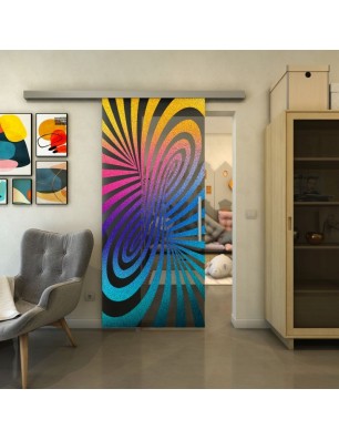 Glasschiebetür SLIM-LINE - Fineprint Model 189 Verlauf auf Grauglas