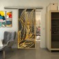 Glasschiebetür SLIM-LINE - Fineprint Modell 195 Gold auf Grauglas Glasschiebetür SLIM-LINE - Fineprint Modell 195 Gold auf Grauglas