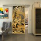Glasschiebetür SLIM-LINE - Fineprint Modell 196 Gold auf Grauglas Glasschiebetür SLIM-LINE - Fineprint Modell 196 Gold auf Grauglas