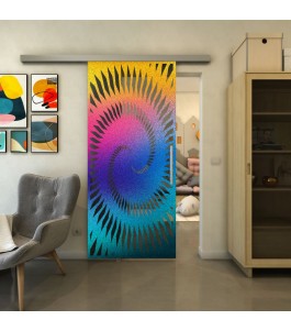 Glasschiebetür SLIM-LINE - Fineprint Model 197 Verlauf auf Grauglas