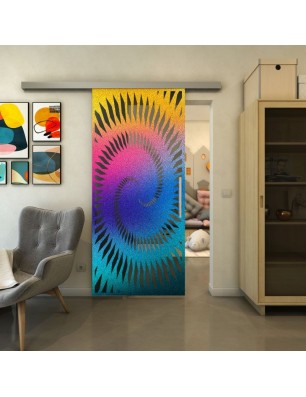 Glasschiebetür SLIM-LINE - Fineprint Model 197 Verlauf auf Grauglas