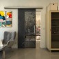 Glasschiebetür SLIM-LINE - Fineprint Modell 200 Schwarz auf Grauglas Glasschiebetür SLIM-LINE - Fineprint Modell 200 Schwarz auf Grauglas