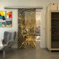 Glasschiebetür SLIM-LINE - Fineprint Modell 200 Gold auf Grauglas Glasschiebetür SLIM-LINE - Fineprint Modell 200 Gold auf Grauglas