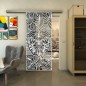 Glasschiebetür SLIM-LINE - Fineprint Modell 201 Weiss auf Grauglas Glasschiebetür SLIM-LINE - Fineprint Modell 201 Weiss auf Grauglas