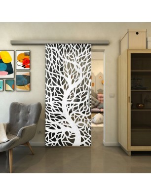 Glasschiebetür SLIM-LINE - Fineprint Model 202 Weiss auf Grauglas