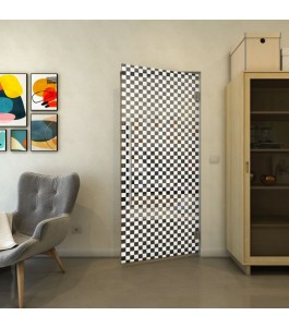 Pendeltür - Fineprint Model 004 Weiss auf Grauglas