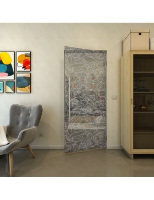 Pendeltür - Fineprint Model 021 Weiss auf Grauglas