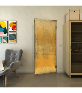 Pendeltür - Fineprint Model 025 Gold auf Grauglas