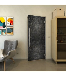 Pendeltür - Fineprint Model 029 Schwarz auf Grauglas