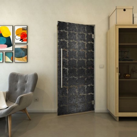 Pendeltür - Fineprint Model 033 Schwarz auf Grauglas