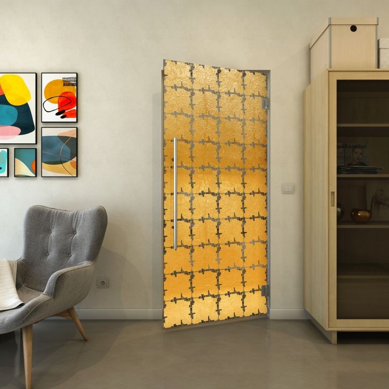 Pendeltür - Fineprint Modell 033 Gold auf Grauglas