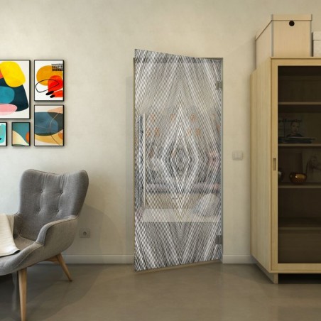 Pendeltür - Fineprint Model 034 Weiss auf Grauglas