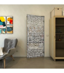 Pendeltür - Fineprint Model 036 Weiss auf Grauglas