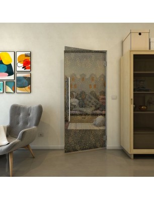 Pendeltür - Fineprint Model 047 Gold auf Grauglas
