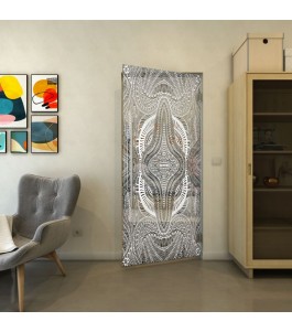 Pendeltür - Fineprint Model 048 Weiss auf Grauglas