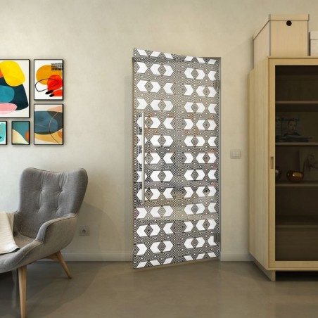 Pendeltür - Fineprint Model 053 Weiss auf Grauglas