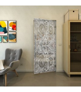 Pendeltür - Fineprint Model 055 Weiss auf Grauglas